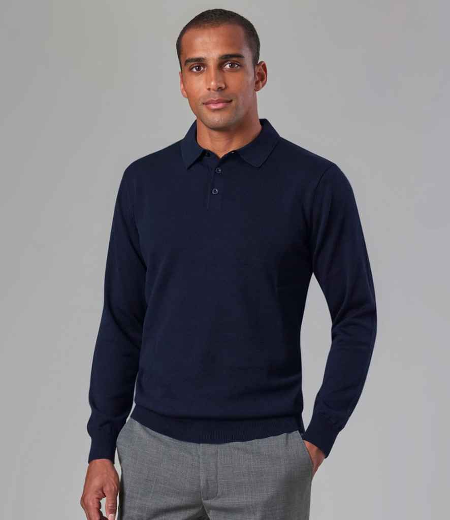 Mens Brook Taverner Casper Knitted Long Sleeve Polo Shirt BK556 - Image 2