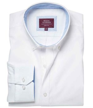 Mens Brook Taverner Lawrence Long Sleeve Stretch Oxford Shirt BK586