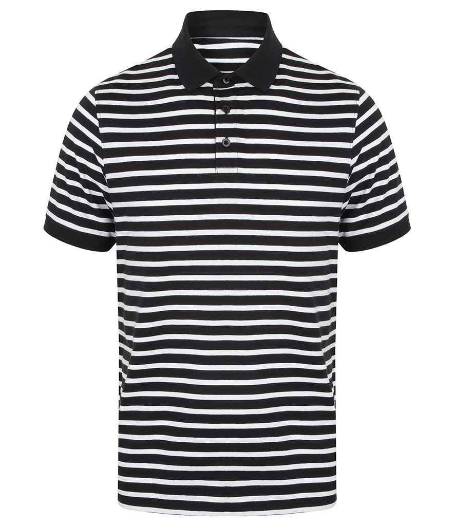 Mens Front Row Striped Jersey Polo Shirt FR230 - Image 4