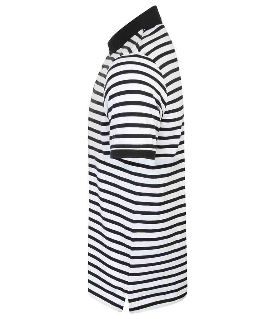 Mens Front Row Striped Jersey Polo Shirt FR230 - Image 2