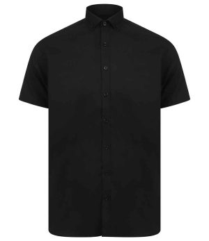 Mens Henbury Modern Short Sleeve Slim Fit Oxford Shirt H517S