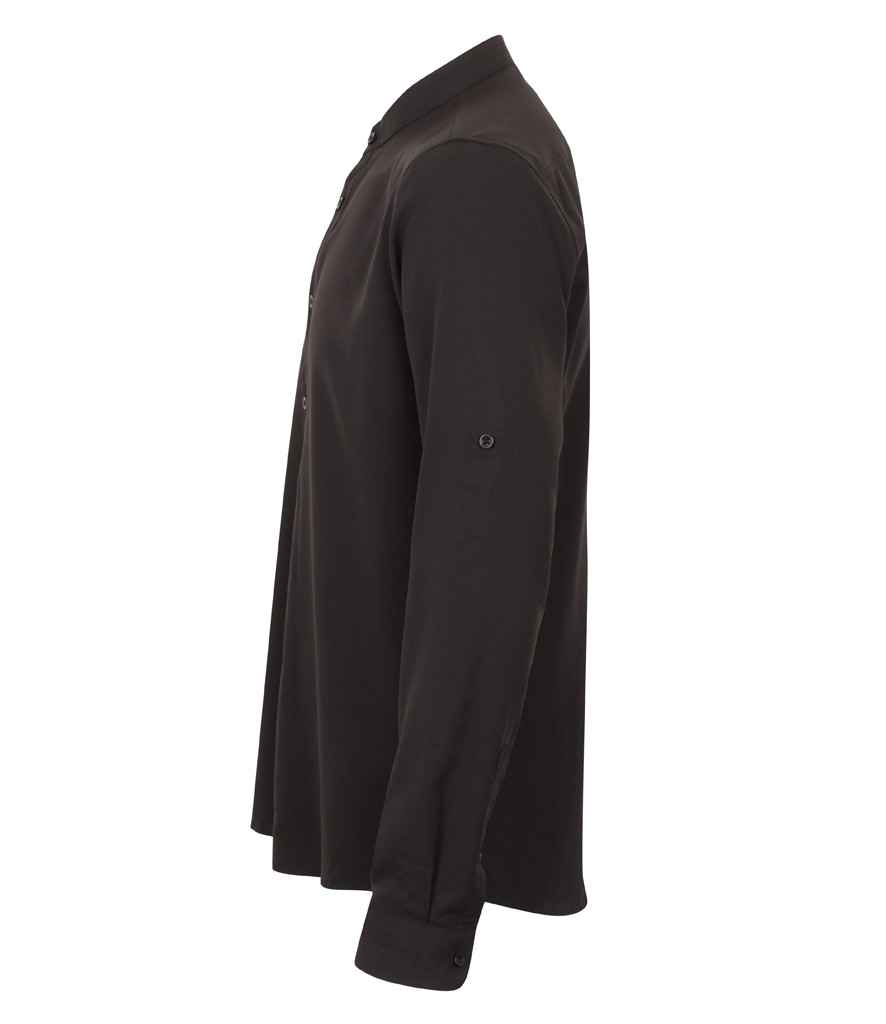 Mens Henbury Mandarin Roll Sleeve Anti-Bac Wicking Shirt H592 - Image 2