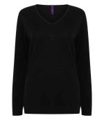 Henbury Ladies Lightweight Cotton Acrylic V Neck Sweater H721