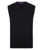 Mens Henbury Lightweight Sleeveless Cotton Acrylic V Neck Sweater H724
