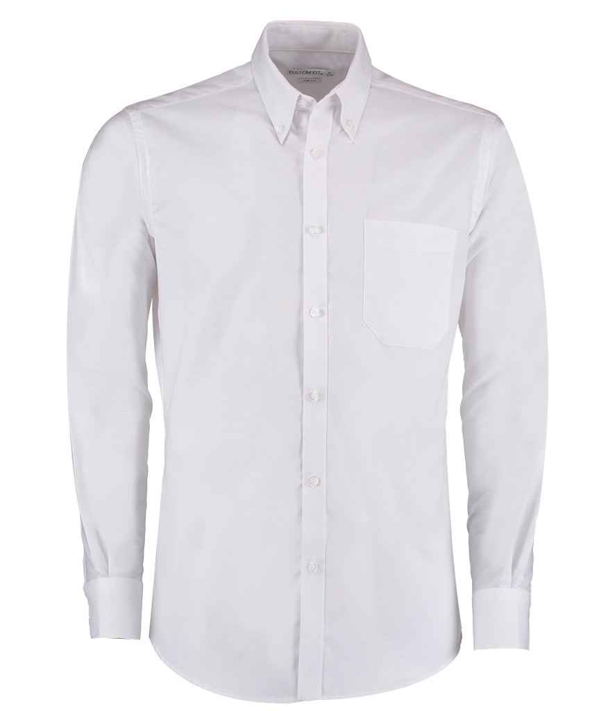 Mens Kustom Kit Long Sleeve Slim Fit Workwear Oxford Shirt K184 - Image 3