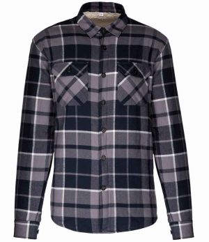 Mens Kariban Sherpa Lined Checked Shirt Jacket KB579