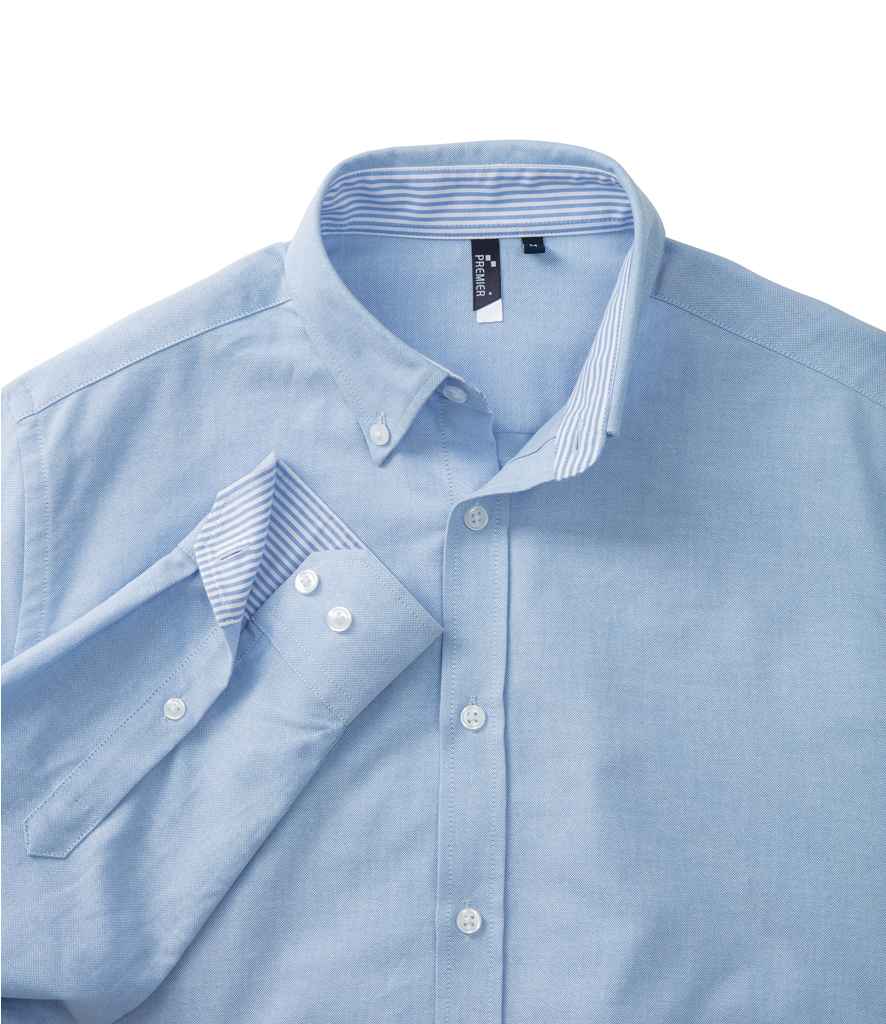 Mens Premier Long Sleeve Striped Oxford Shirt PR238 - Image 11