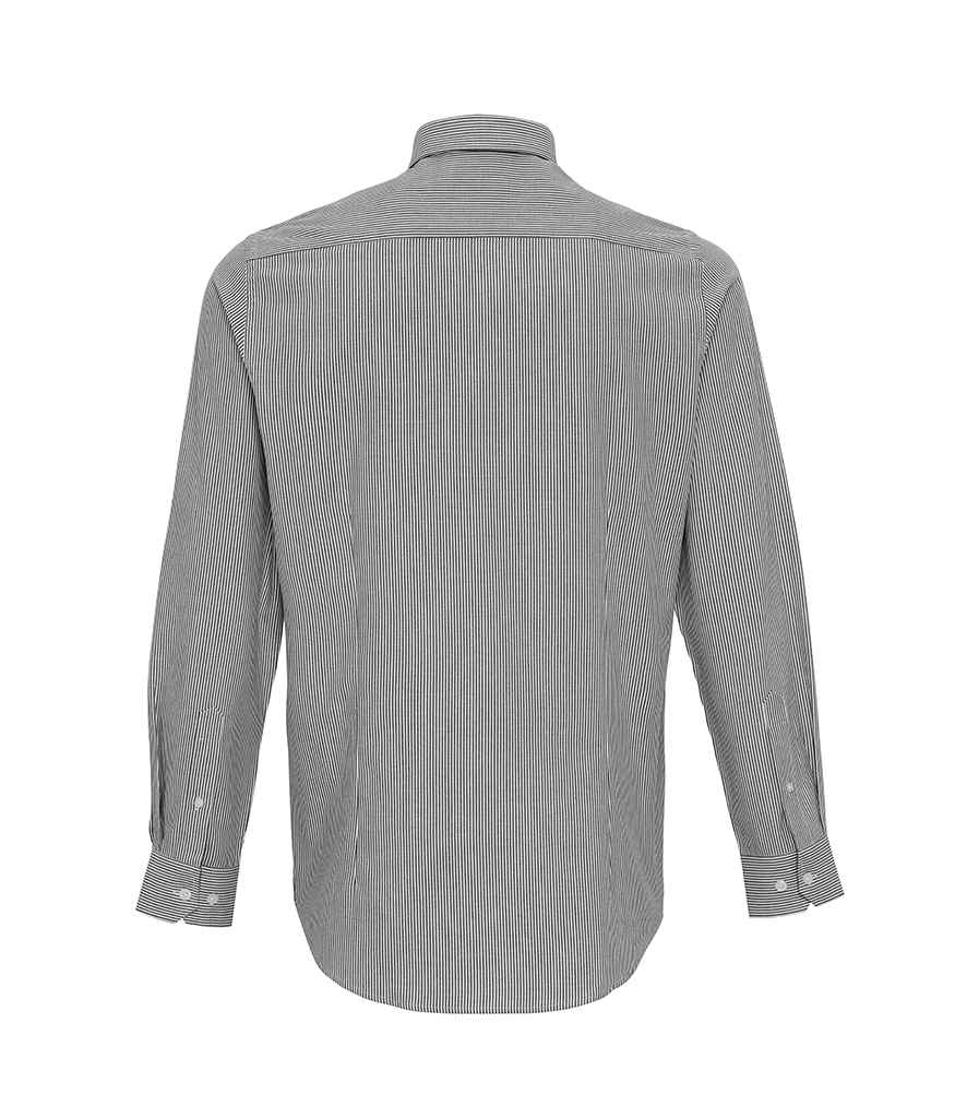Mens Premier Long Sleeve Striped Oxford Shirt PR238 - Image 2