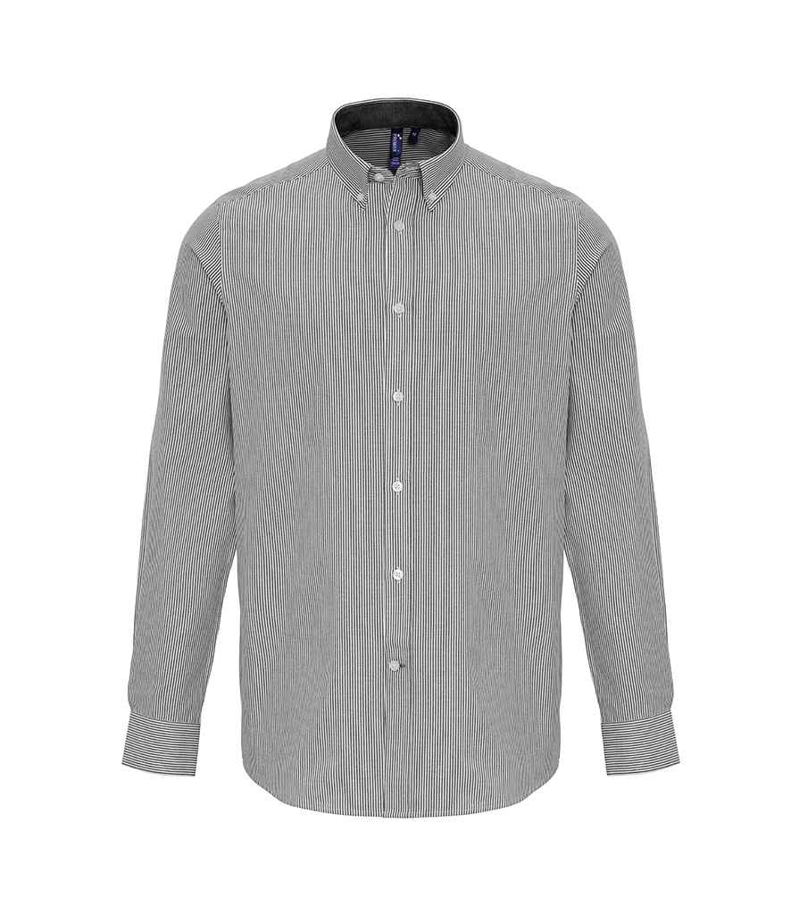 Mens Premier Long Sleeve Striped Oxford Shirt PR238