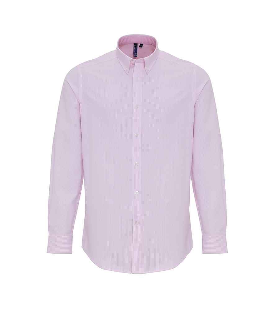 Mens Premier Long Sleeve Striped Oxford Shirt PR238 - Image 5