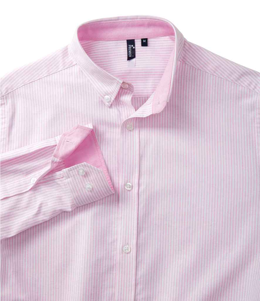 Mens Premier Long Sleeve Striped Oxford Shirt PR238 - Image 8