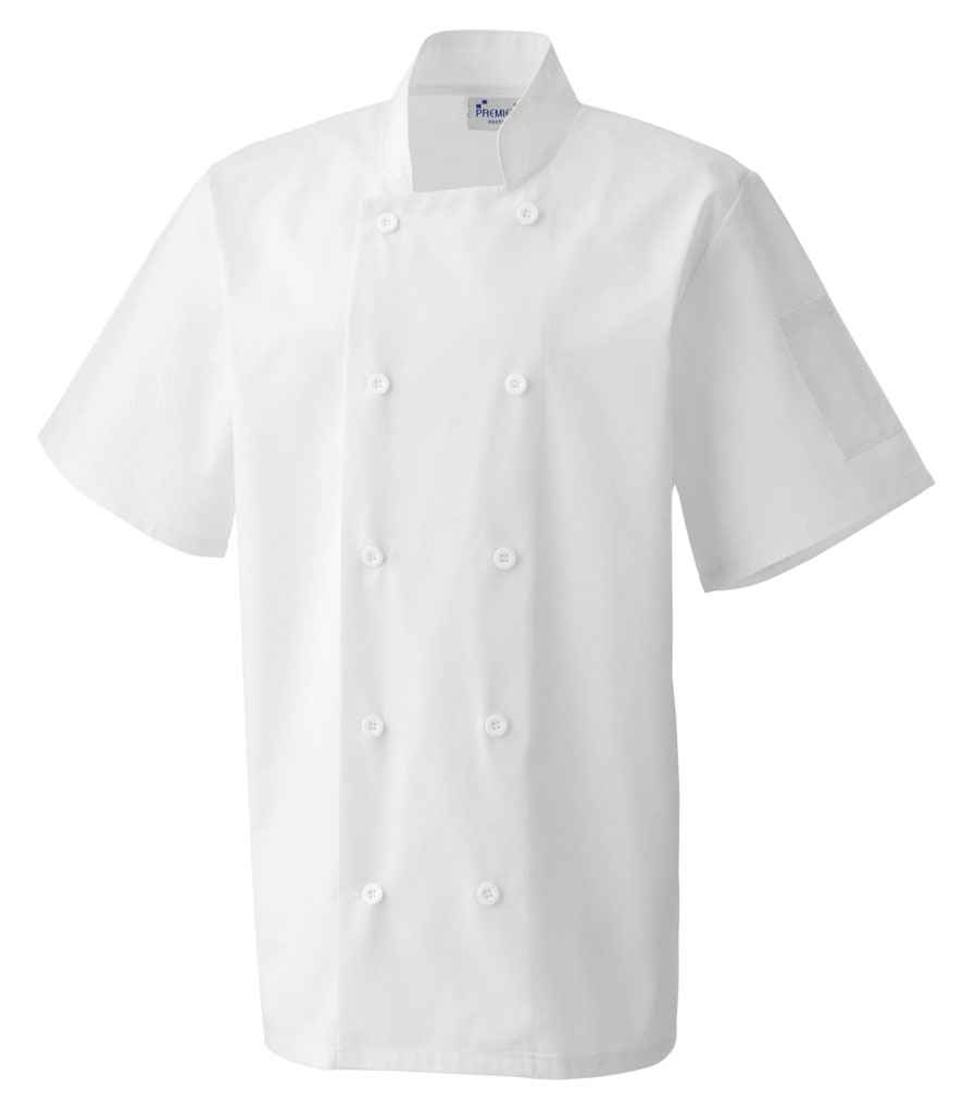 Mens Premier Short Sleeve Chef's Jacket PR656 - Image 3