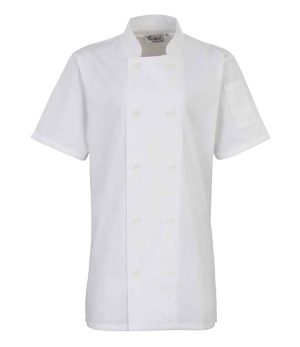 Premier Ladies Short Sleeve Chef's Jacket PR670