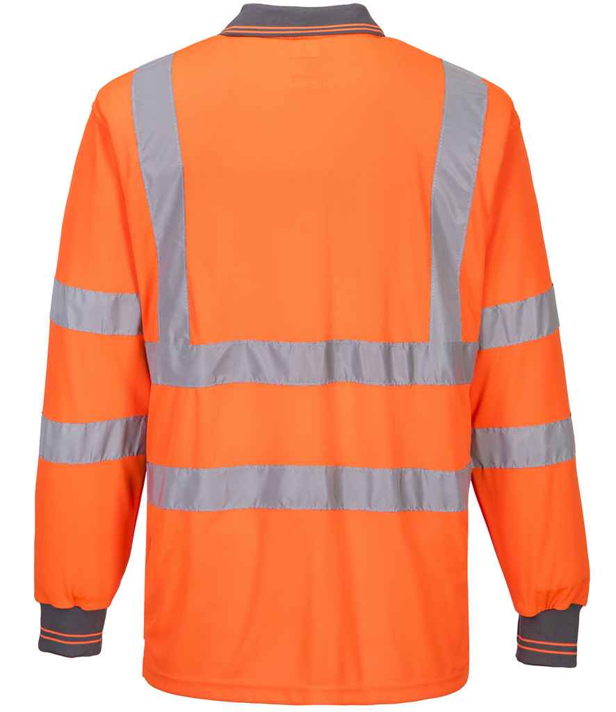 Mens Portwest Hi-Vis Long Sleeve Polo Shirt PW059 - Image 2