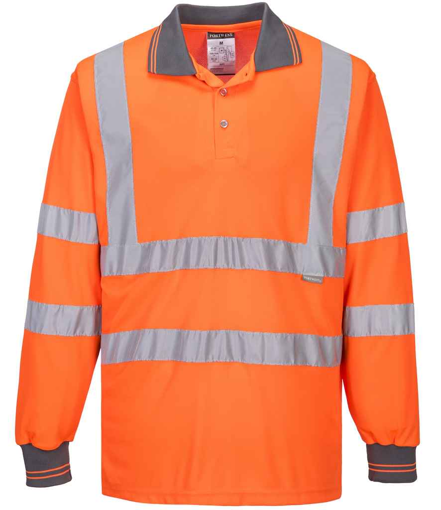 Mens Portwest Hi-Vis Long Sleeve Polo Shirt PW059