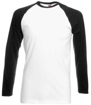 Mens Fruit of the Loom Contrast Long Sleeve Baseball T-Shirt SS32