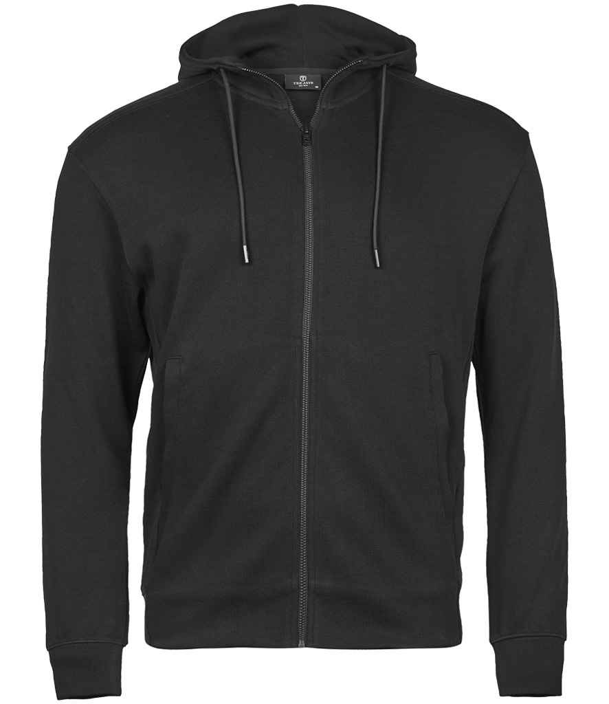 Mens Tee Jays Ribbed Interlock Full Zip Hooded Sweatshirt T5508