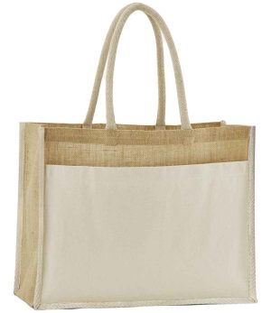 Westford Mill Cotton Pocket Natural Starched Jute Shopper W480