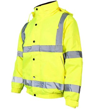 Mens Warrior Hi-Vis Fleece Lined Bomber Jacket WR006